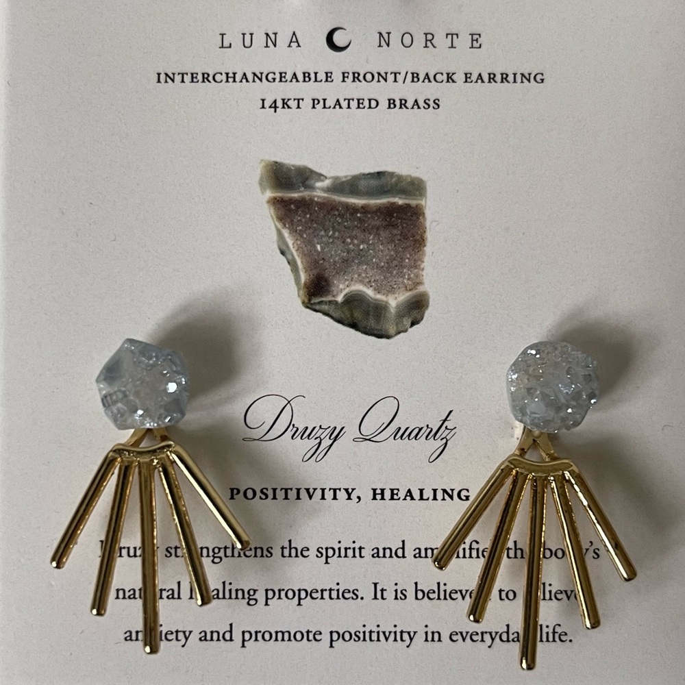 Luna Norte Druzy Quartz Interchangeable Front/Back Earrings